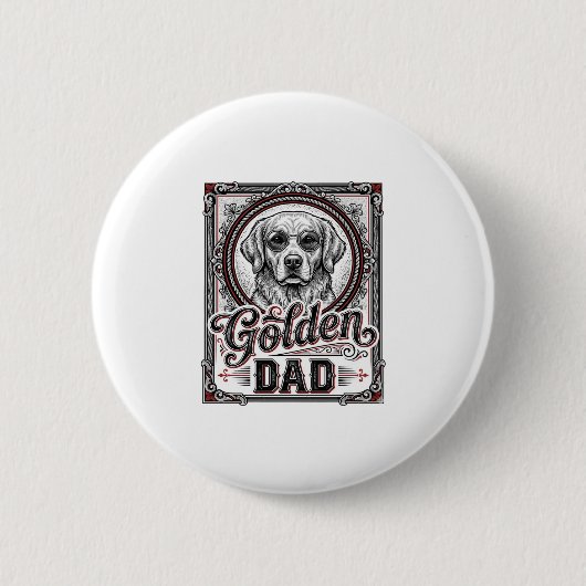 Golden Retriever Dad Vintage Gravur Design_1 Button (Vorderseite)