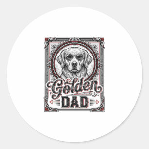 Golden Retriever Dad Vintage Gravur Design_1 Runder Aufkleber