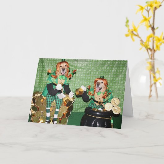 Golden retriever, das Goldschatz zählt Karte (Gelbe Blume)