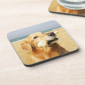 Golden retriever, das Knochen isst Getränkeuntersetzer (Linke Seite)