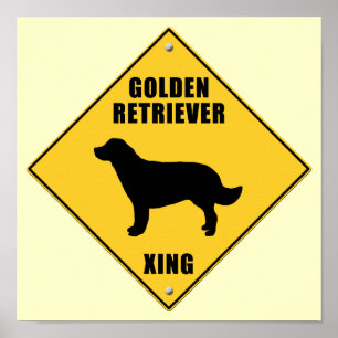 Golden retriever, das kreuzt, Zeichen (XING) Poster