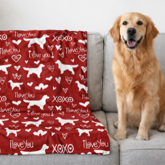 Golden Retriever-Decke mit Herz-Doodles  Fleecedecke