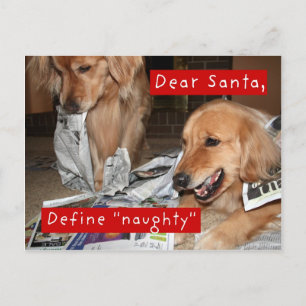 Golden Retriever Define Naughty Christmas Feiertagspostkarte