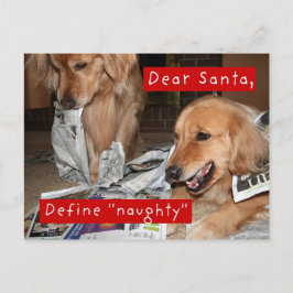 Golden Retriever Define Naughty Christmas Feiertagspostkarte