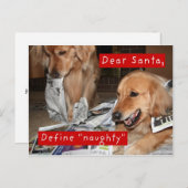 Golden Retriever Define Naughty Christmas Feiertagspostkarte (Vorne/Hinten)