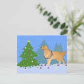 Golden Retriever Dekorieren Weihnachtsbaum Feiertagspostkarte (Stehend Vorderseite)