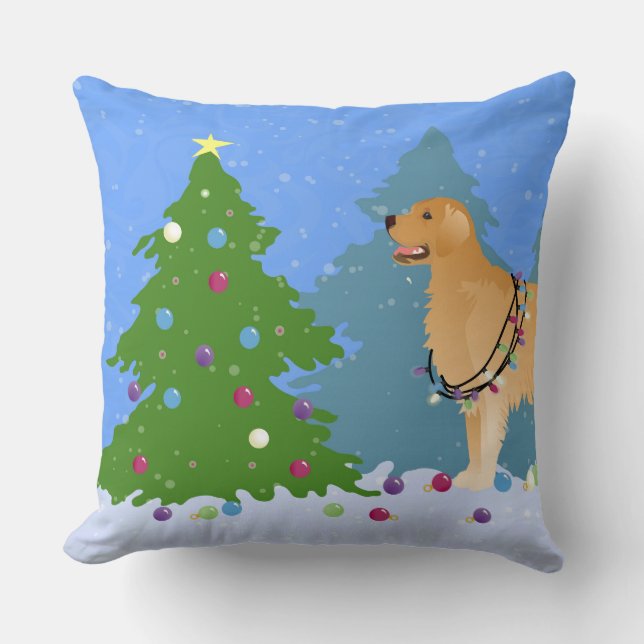 Golden Retriever Dekorieren Weihnachtsbaum Kissen (Vorderseite)