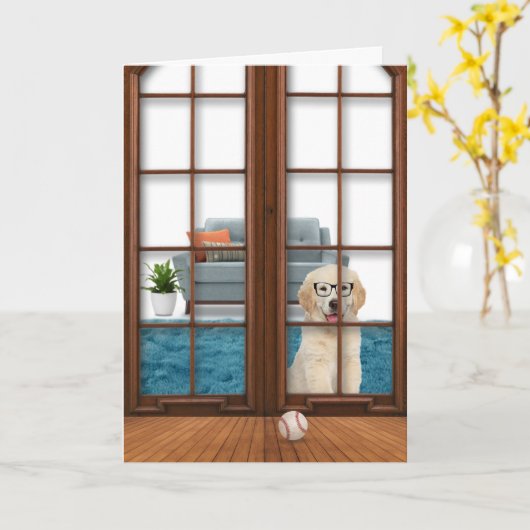 Golden Retriever Denken Sie an Sie Karte (Gelbe Blume)