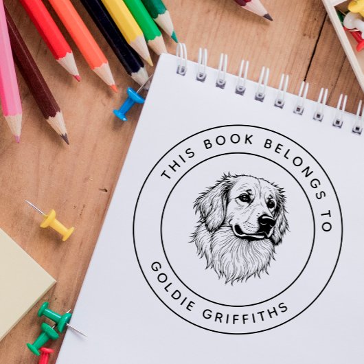 Golden Retriever Dieses Buch gehört zu Kid's Name Gummistempel