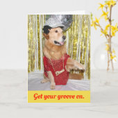 Golden retriever-Disco-Geburtstag Karte (Gelbe Blume)
