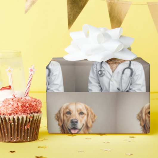 Golden Retriever Doctor With a Stethoscope Geschenkpapier (Geburtstagsparty)