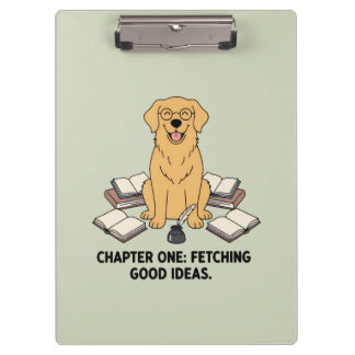 Golden Retriever Dog Academic Vibes Green Writing  Klemmbrett
