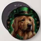 Golden Retriever Dog am St. Patrick's Day Button (Vorne & Hinten)