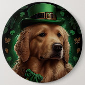 Golden Retriever Dog am St. Patrick's Day Button (Vorderseite)