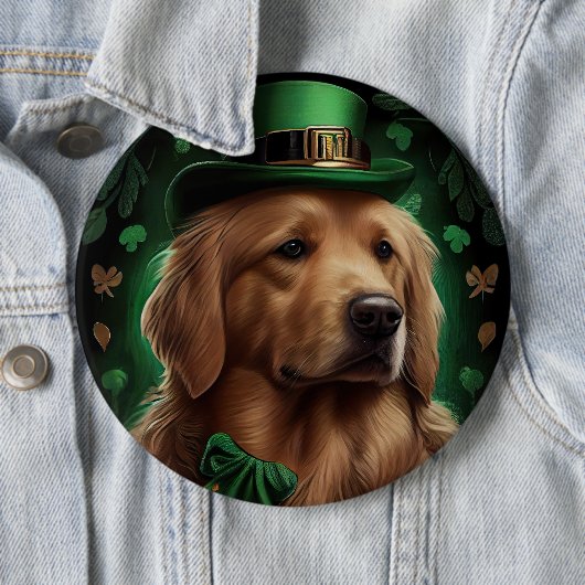 Golden Retriever Dog am St. Patrick's Day Button (Beispiel)