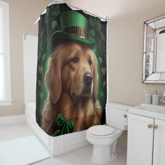 Golden Retriever Dog am St. Patrick's Day Duschvorhang (Beispiel)