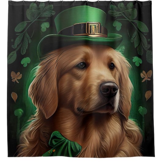 Golden Retriever Dog am St. Patrick's Day Duschvorhang (Vorderseite)
