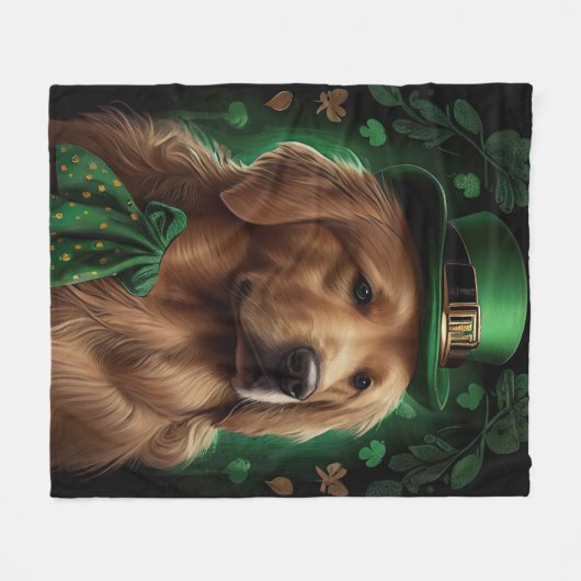Golden Retriever Dog am St. Patrick's Day Fleecedecke (Vorderseite (Horizontal))