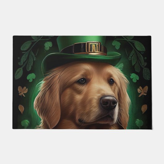 Golden Retriever Dog am St. Patrick's Day Fußmatte (Vorderseite)