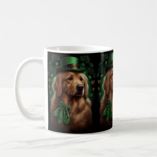 Golden Retriever Dog am St. Patrick's Day Kaffeetasse (Links)