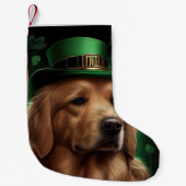 Golden Retriever Dog am St. Patrick's Day Kleiner Weihnachtsstrumpf (Vorderseite)