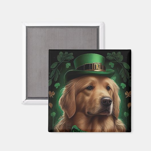 Golden Retriever Dog am St. Patrick's Day Magnet (Vorderseite/Rückseite)