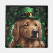 Golden Retriever Dog am St. Patrick's Day Magnet (Vorne)
