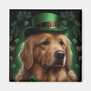 Golden Retriever Dog am St. Patrick's Day Magnet
