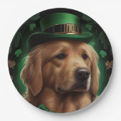 Golden Retriever Dog am St. Patrick's Day Pappteller (Vorderseite)