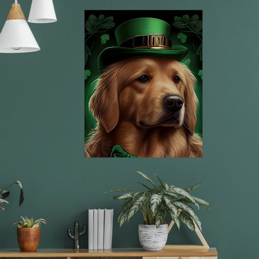 Golden Retriever Dog am St. Patrick's Day Poster (Wohnzimmer 1)