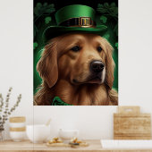 Golden Retriever Dog am St. Patrick's Day Poster (Küche)