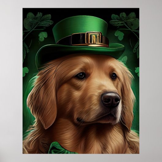 Golden Retriever Dog am St. Patrick's Day Poster (Vorne)