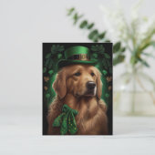 Golden Retriever Dog am St. Patrick's Day Postkarte (Stehend Vorderseite)