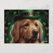 Golden Retriever Dog am St. Patrick's Day Postkarte (Rückseite)