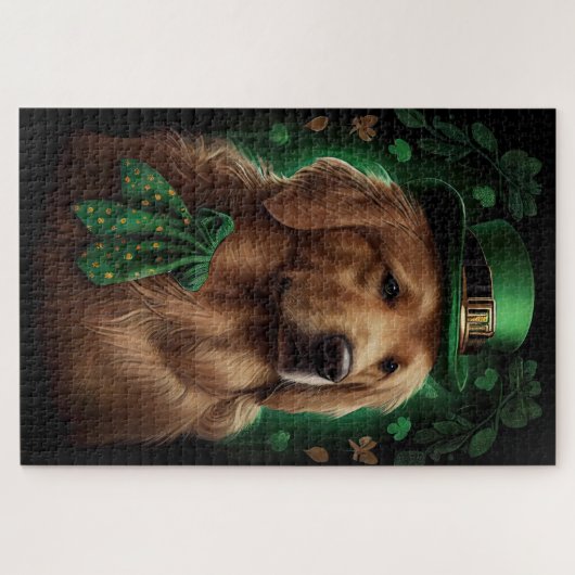 Golden Retriever Dog am St. Patrick's Day Puzzle (Horizontal)
