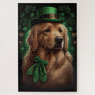 Golden Retriever Dog am St. Patrick's Day Puzzle
