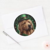 Golden Retriever Dog am St. Patrick's Day Runder Aufkleber (Umschlag)