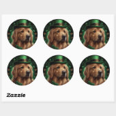 Golden Retriever Dog am St. Patrick's Day Runder Aufkleber (Blatt)