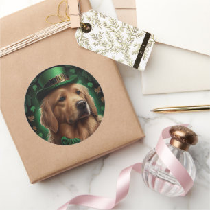 Golden Retriever Dog am St. Patrick's Day Runder Aufkleber
