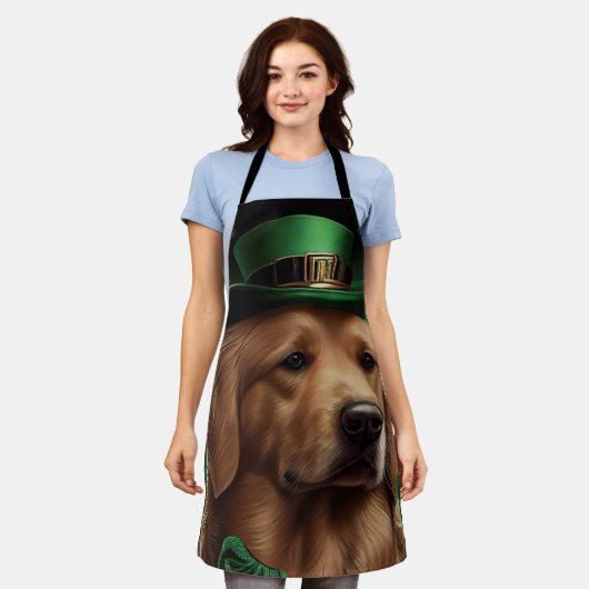 Golden Retriever Dog am St. Patrick's Day Schürze (Getragen)