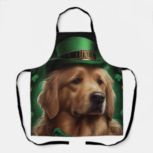 Golden Retriever Dog am St. Patrick's Day Schürze