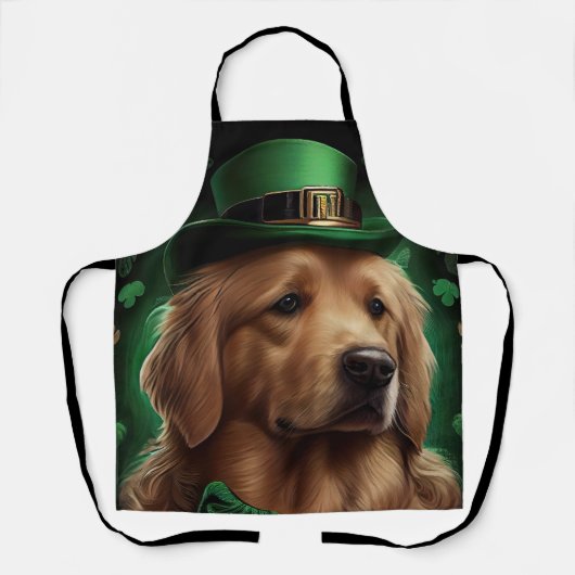 Golden Retriever Dog am St. Patrick's Day Schürze (Vorderseite)