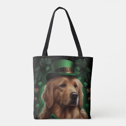 Golden Retriever Dog am St. Patrick's Day Tasche (Rückseite)