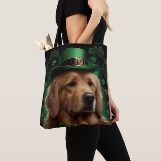 Golden Retriever Dog am St. Patrick's Day Tasche (Von Nahem)