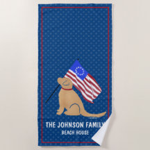 Golden Retriever Dog American Flag Beach Handtuch