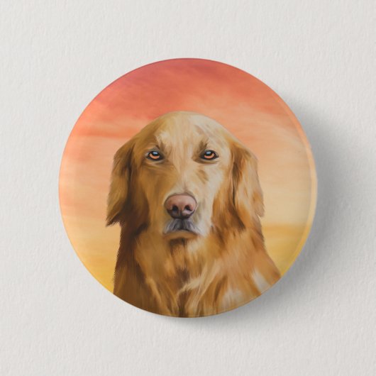 Golden Retriever Dog Aquarell Art Ölgemälde Button (Vorderseite)