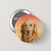 Golden Retriever Dog Aquarell Art Ölgemälde Button (Vorne & Hinten)