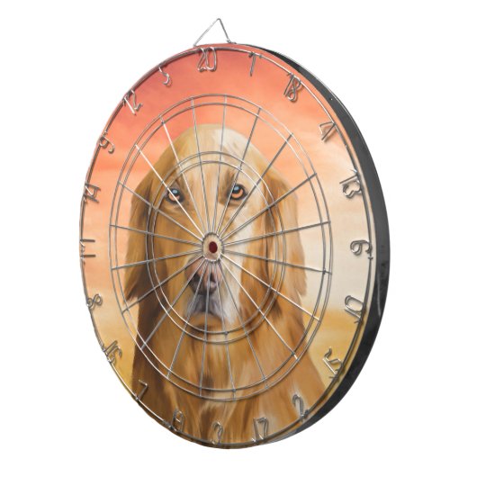 Golden Retriever Dog Aquarell Art Ölgemälde Dartscheibe (Vorderseite rechts)