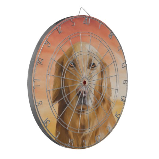 Golden Retriever Dog Aquarell Art Ölgemälde Dartscheibe (Vorderseite Links)