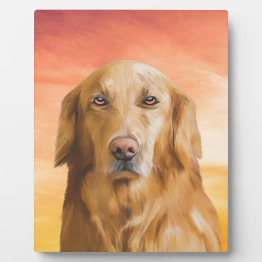 Golden Retriever Dog Aquarell Art Ölgemälde Fotoplatte (Vorderseite)